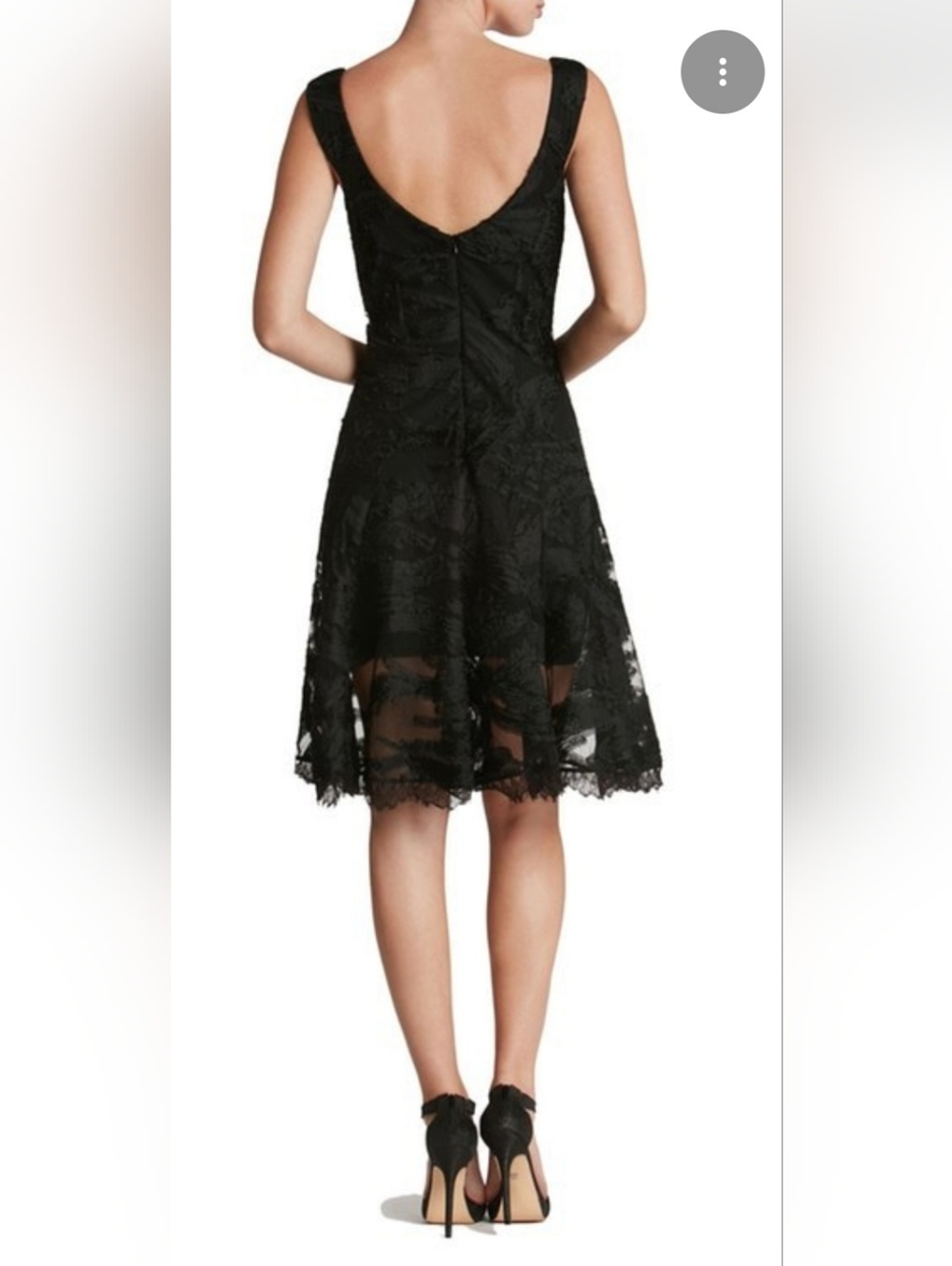 Dress the Population White and Yellow Floral Lace V-Neck Fit & Flare Midi Dress - Picture 12 of 12
